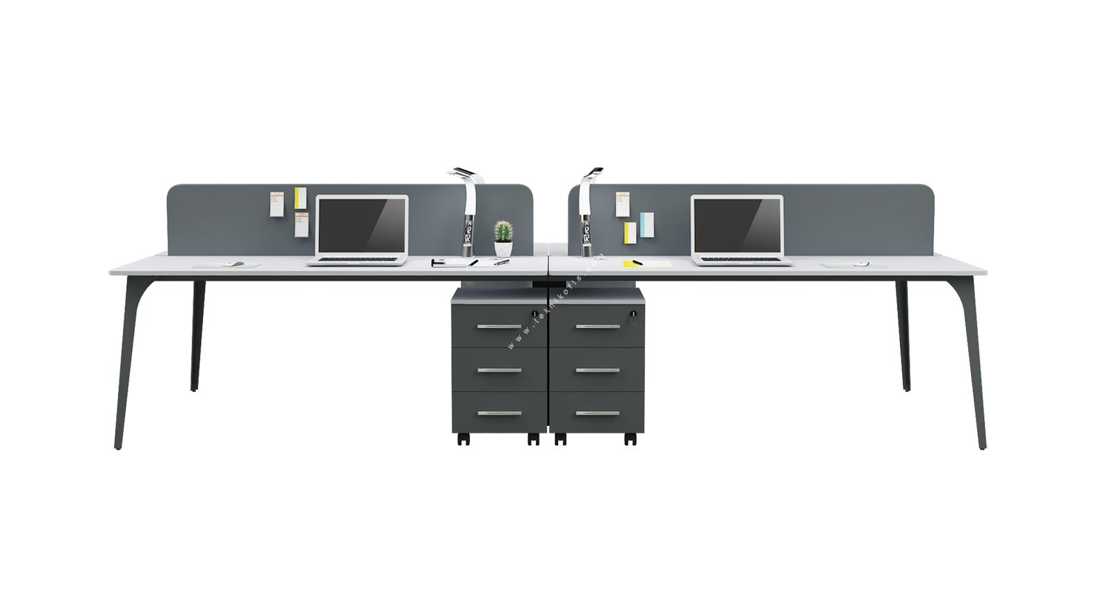 centrawork melamin seperatörlü dörtlü çalışma masası 360cm