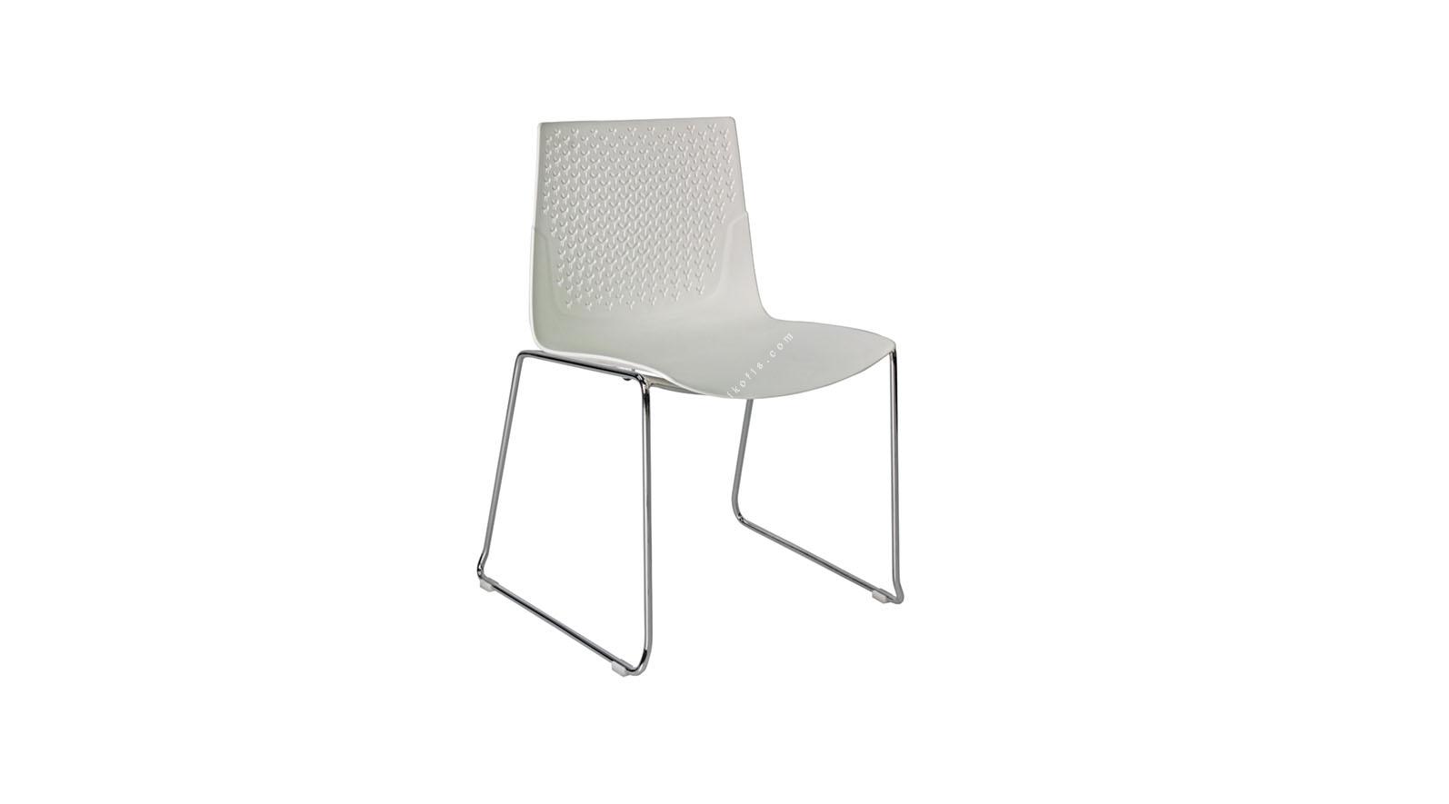coon beyaz plastik krom kolsuz sandalye