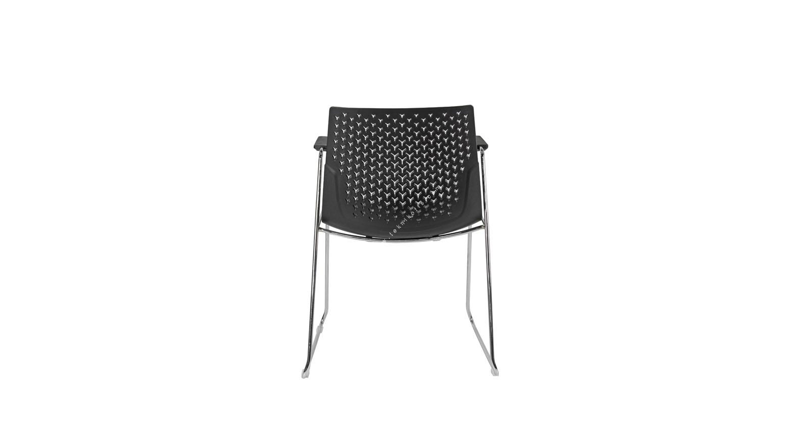 coon siyah plastik krom sandalye