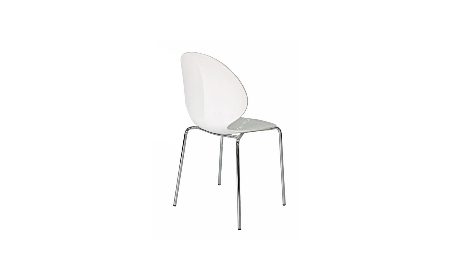 damsy beyaz plastik krom ayaklı sandalye