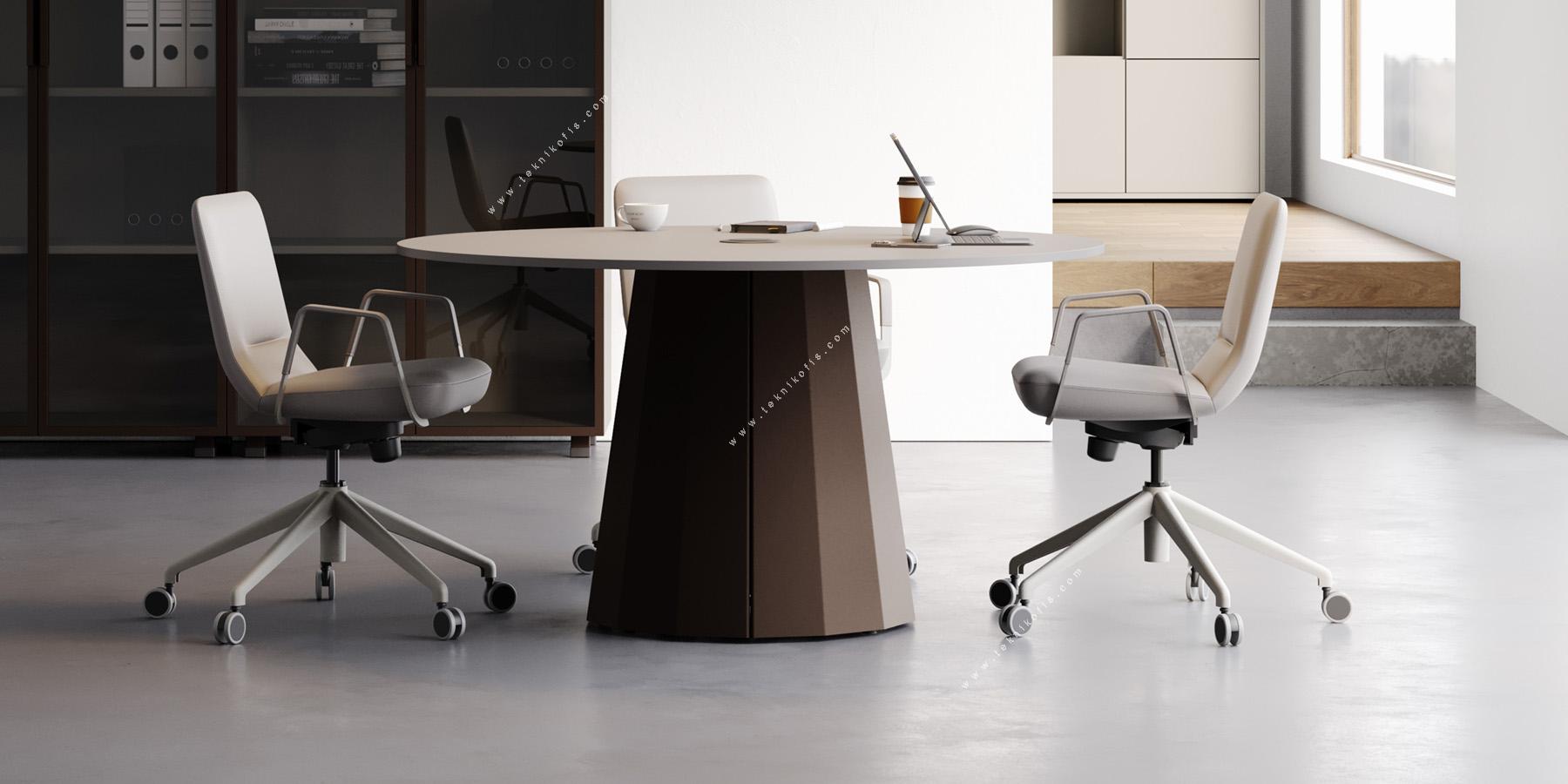 diony dekoratif ayak yuvarlak toplantı masası 140q