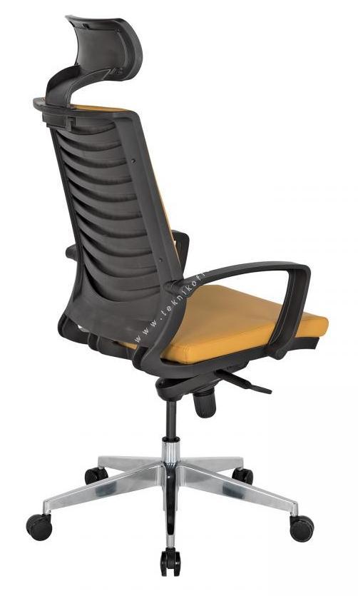 drape döşemeli plastik kol alüminyum ayak başlıklı senkron mekanizmalı yönetici koltuğu
