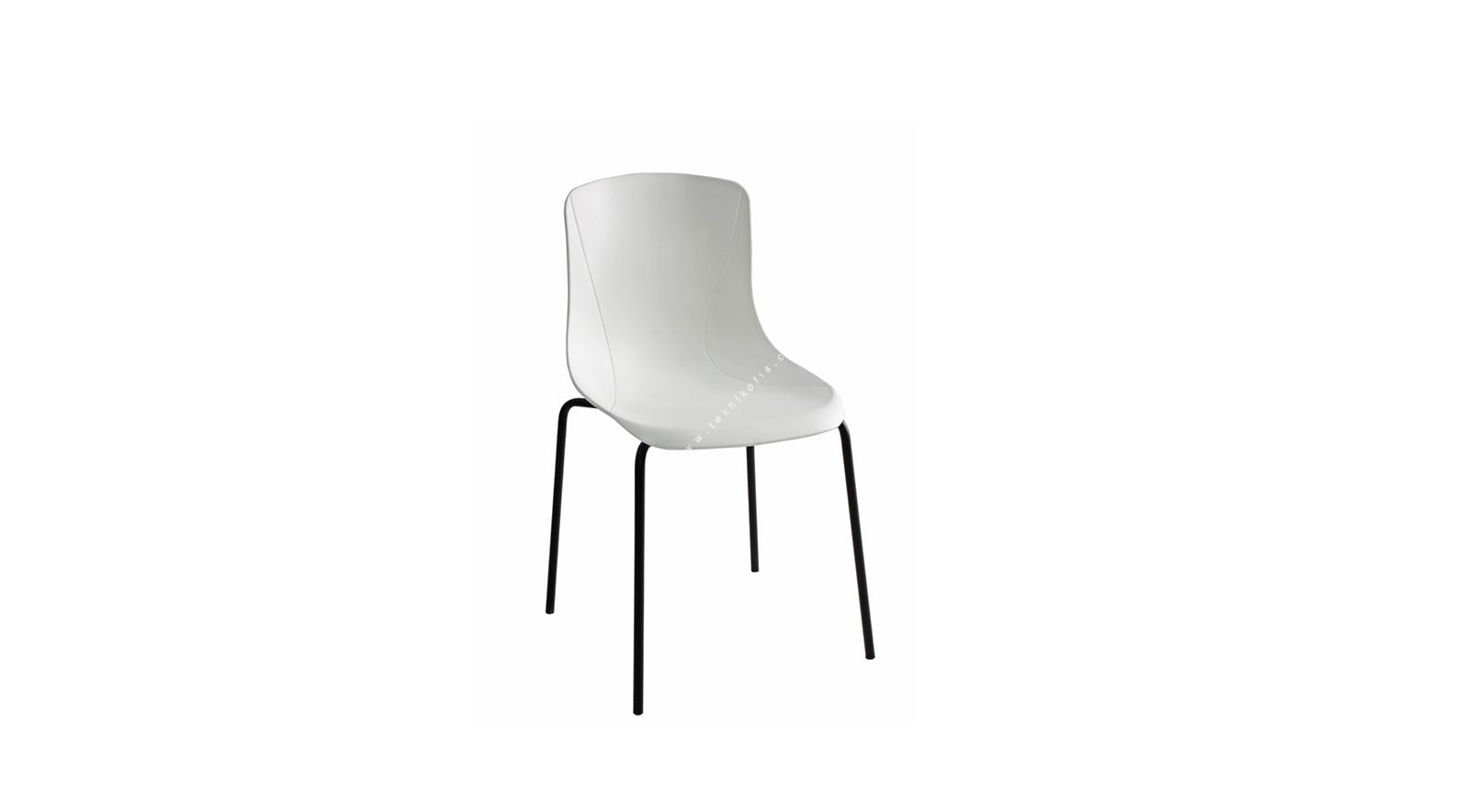 lasen beyaz plastik boyalı boru ayak sandalye