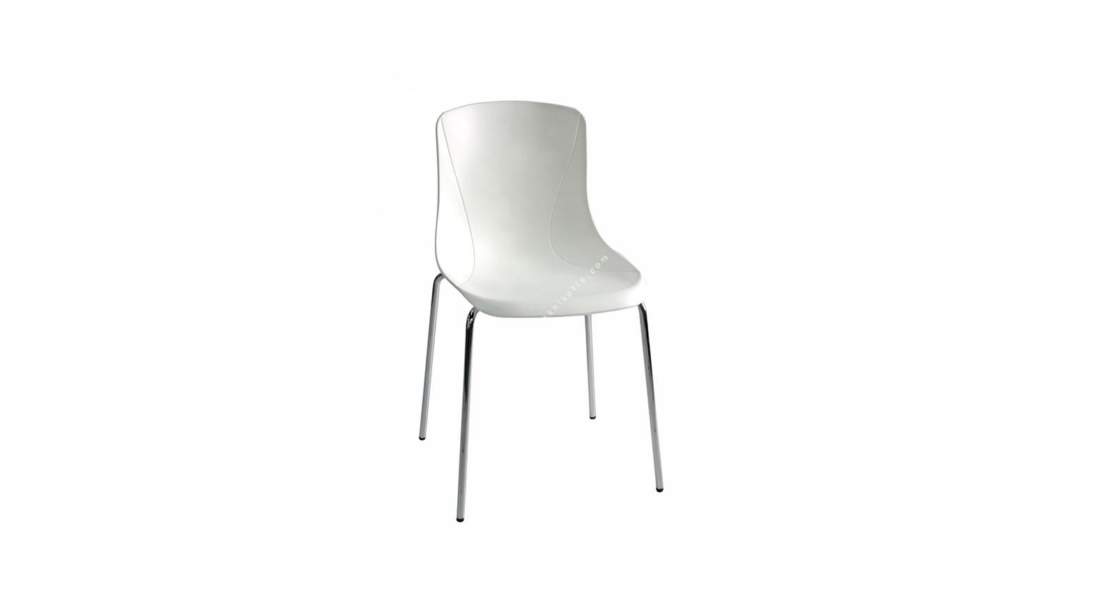 lasen beyaz plastik krom boru ayak sandalye