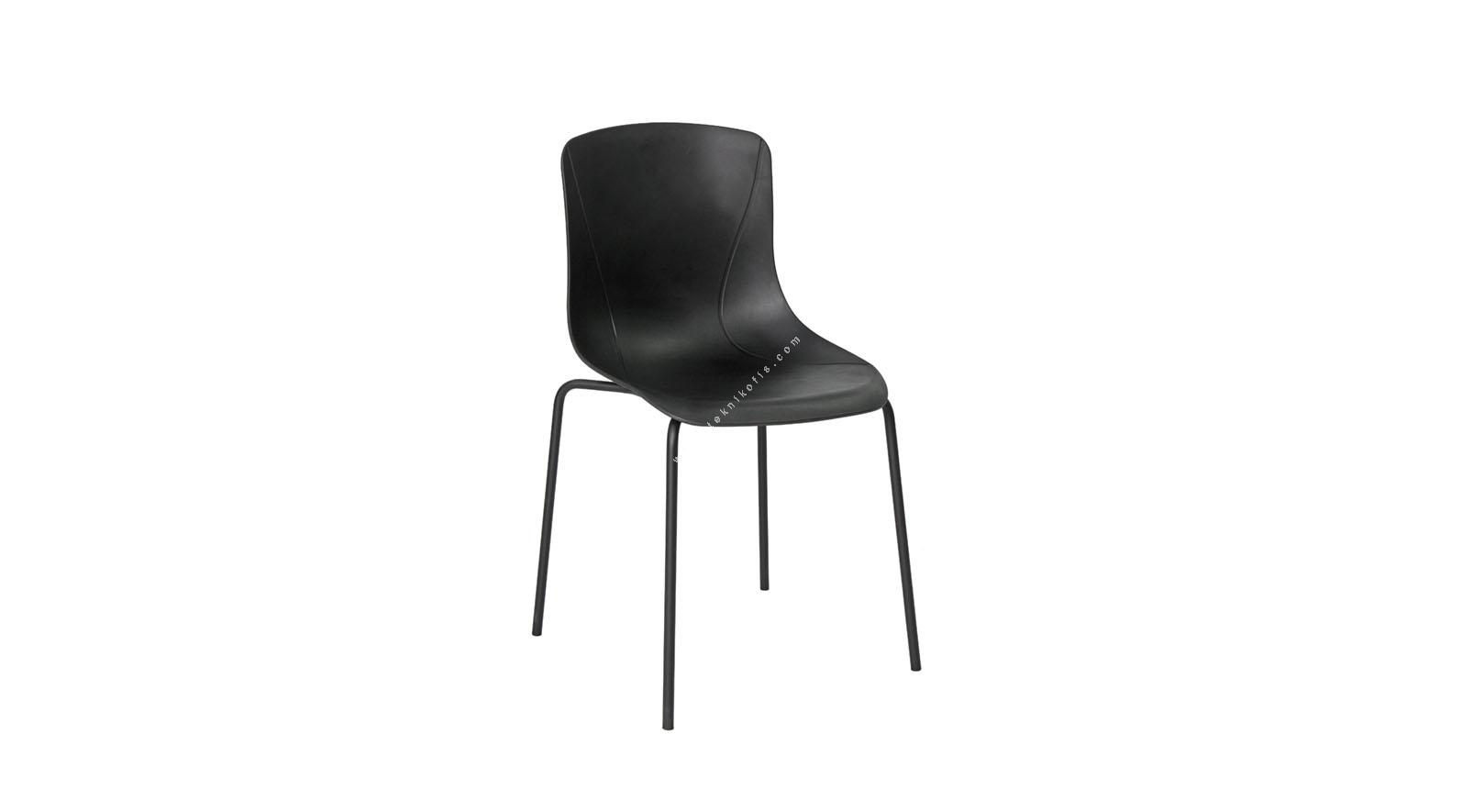 lasen siyah plastik boyalı boru ayak sandalye