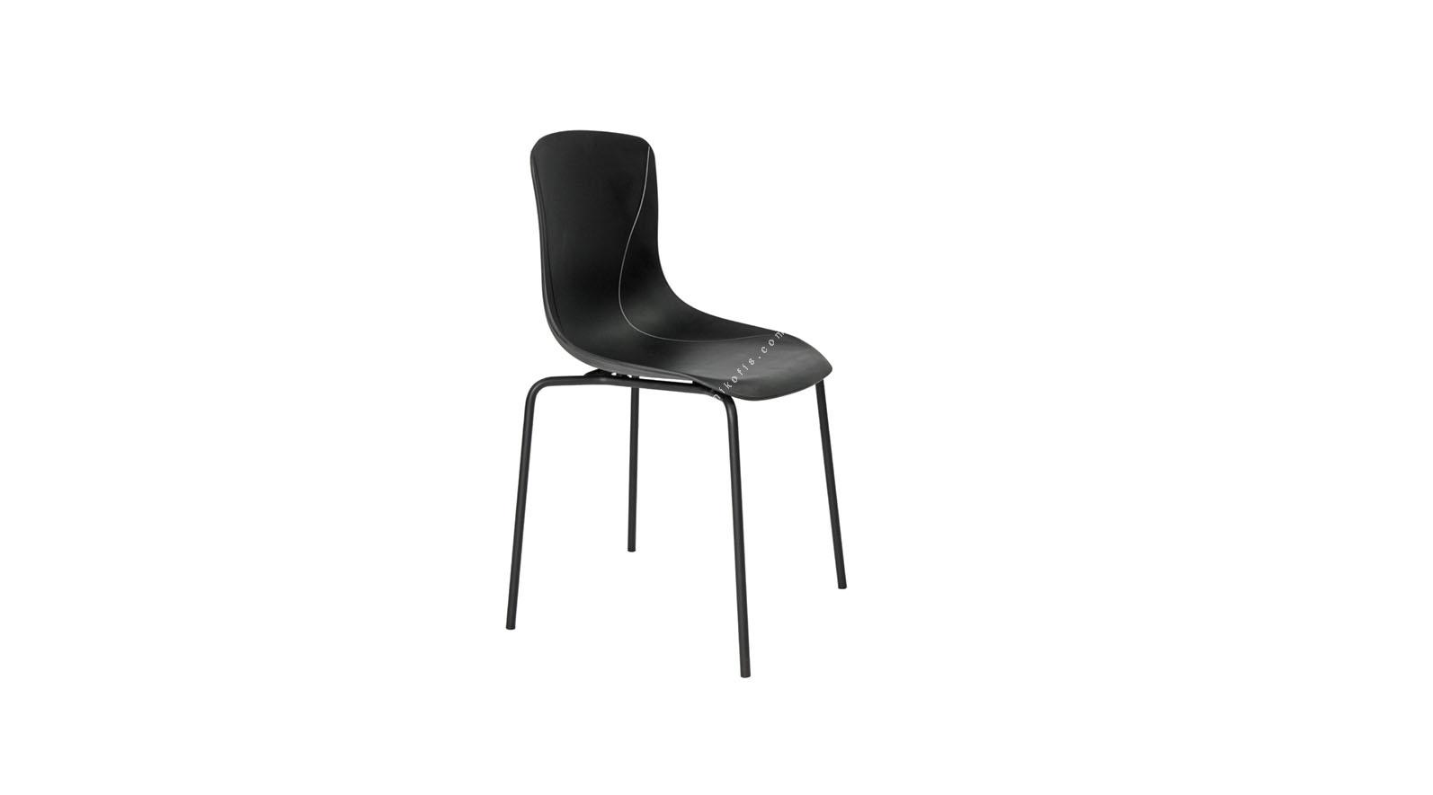 lasen siyah plastik boyalı boru ayak sandalye