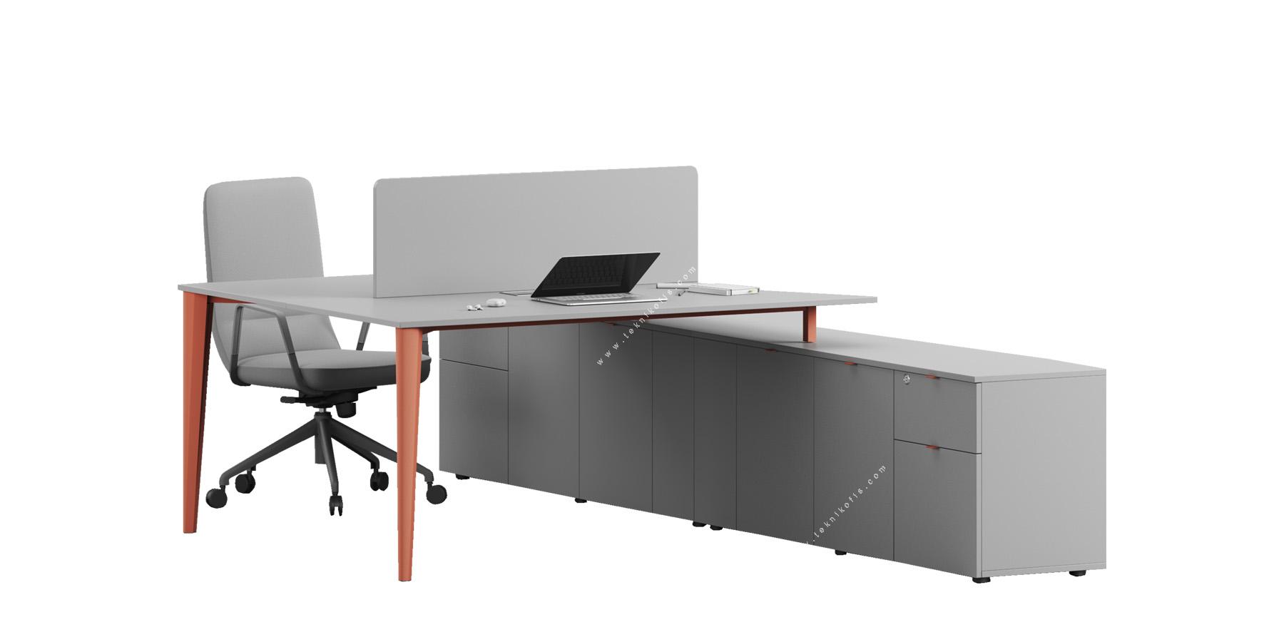 powerwork silver 160cm etajerli ikili workstation 162cm