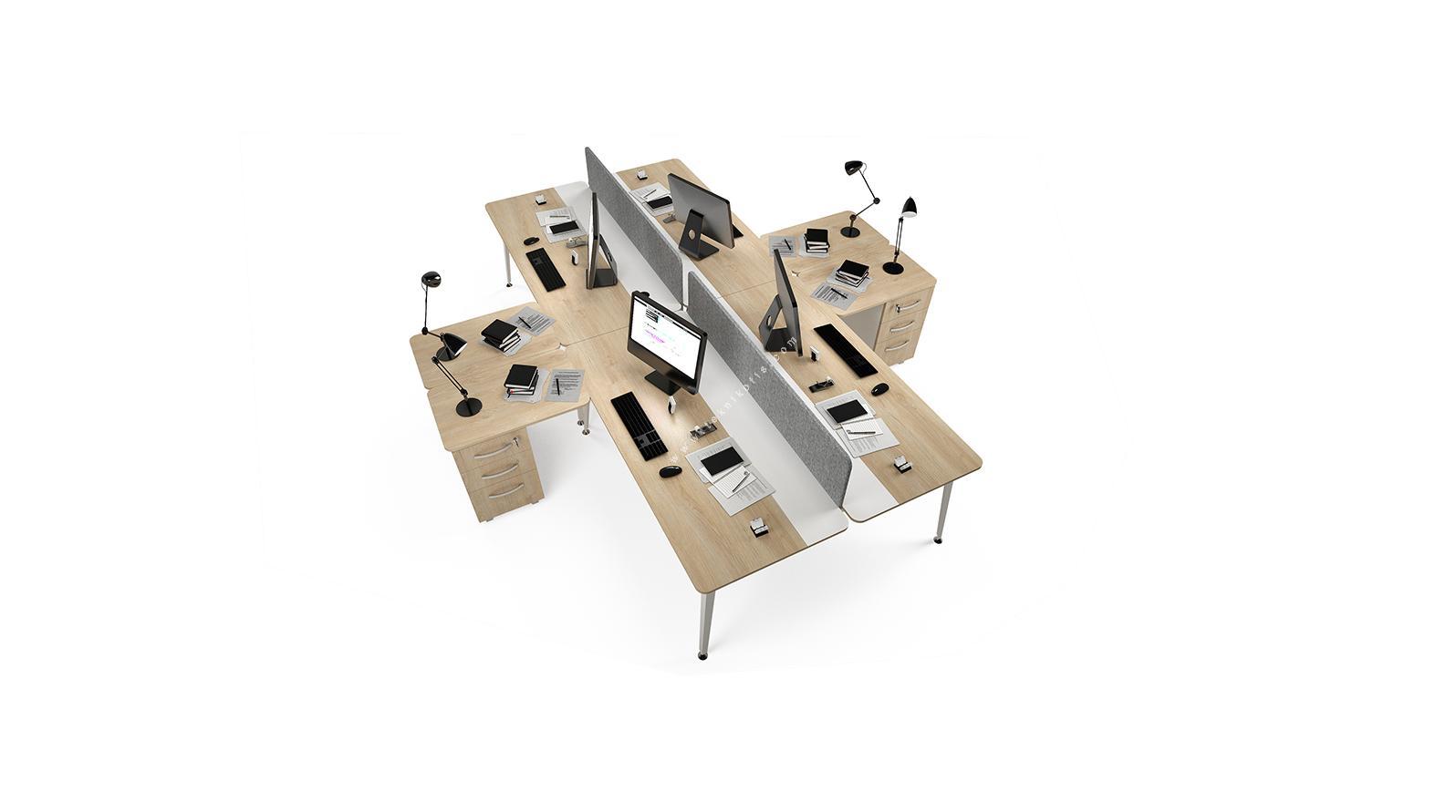 rediste kumaş seperatörlü kesonlu dörtlü çalışma masası 360cm
