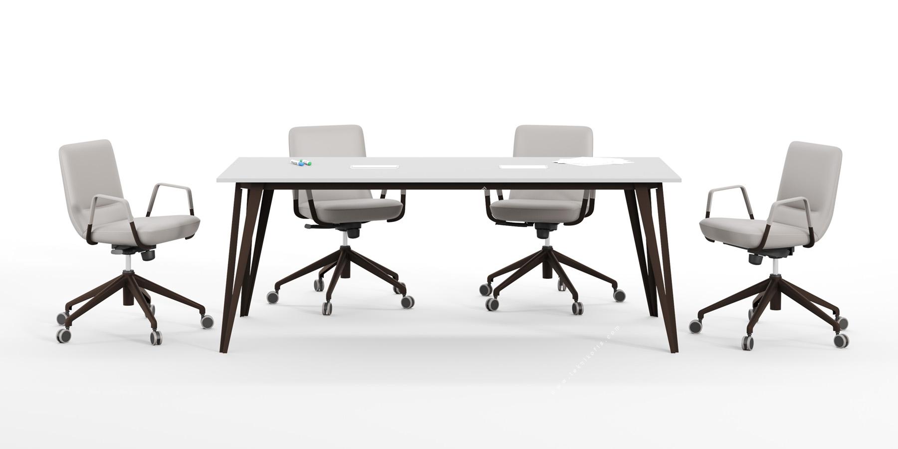 sable şık metal ayaklı dikdörtgen toplantı masası 180cm