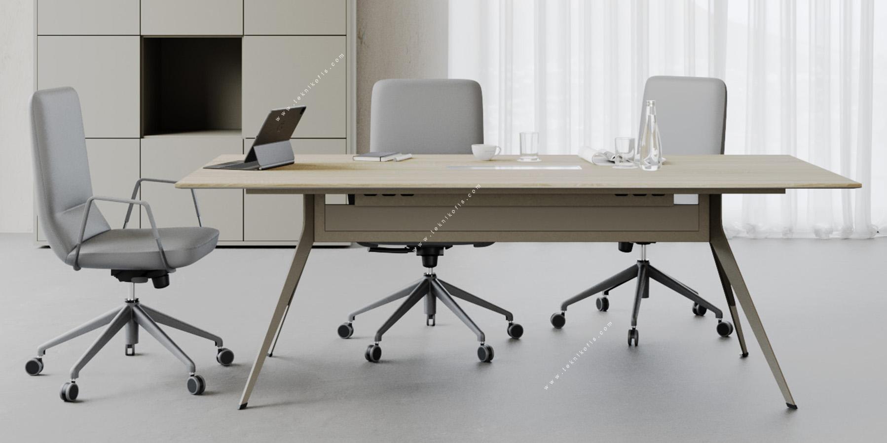 stark modern metal ayaklı toplantı masası 180cm