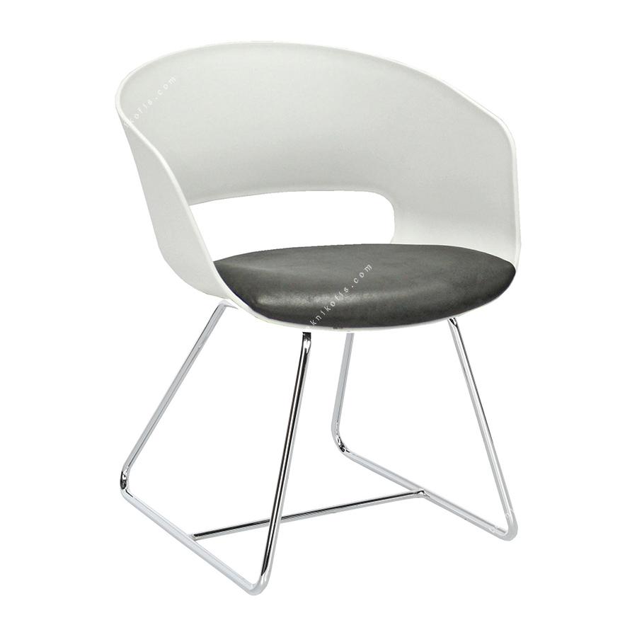 tereos plus beyaz plastik oturak döşemeli krom misafir koltuğu
