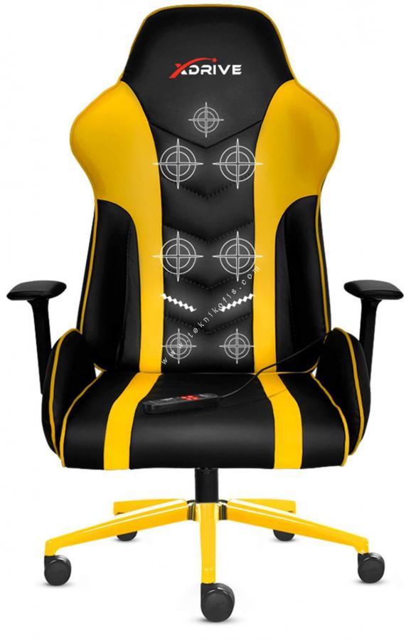 xdrive atak masajlı oyuncu koltuğu sarı siyah