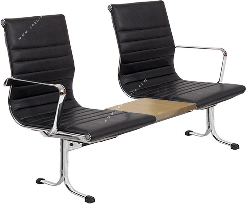 brenvora krom ayaklı sehpalı ikili bekleme koltuğu