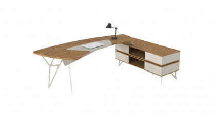 coral plus etajerli ofis masası 265cm