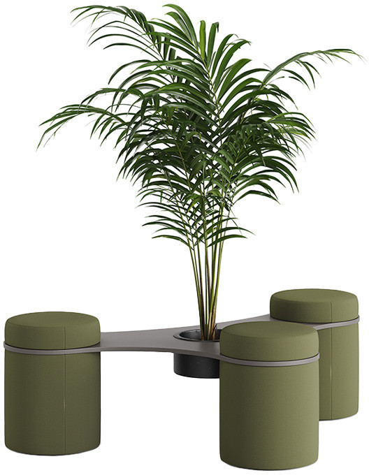 enga ahşap detaylı üçlü puf