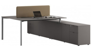 exeliswork silver 160cm etajerli ikili workstation 202cm