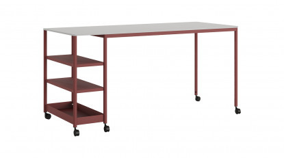 jala modern tekerlekli raflı masa 220cm