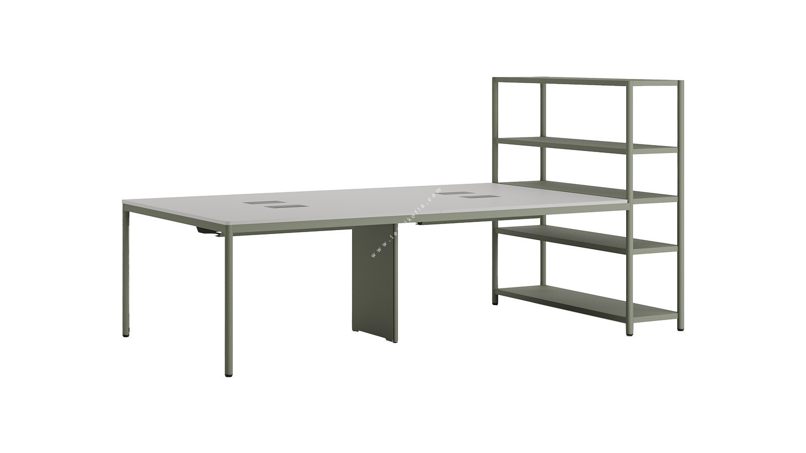 jala raflı dörtlü ofis çalışma masası 320cm