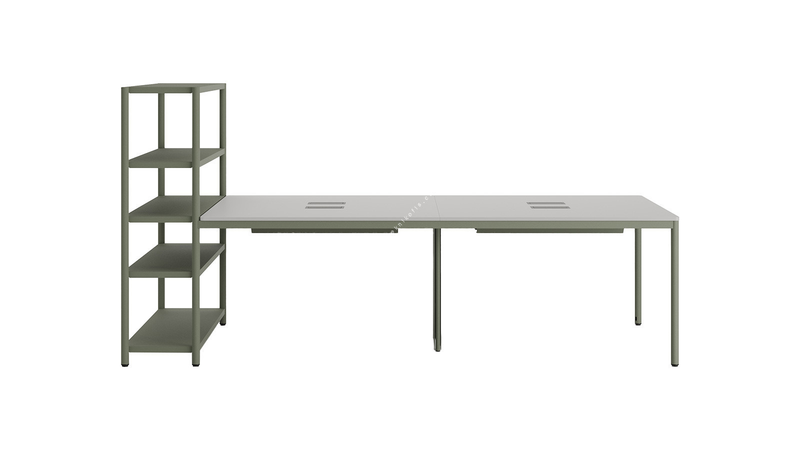 jala raflı dörtlü ofis çalışma masası 320cm