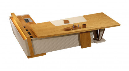 kronos tasarım metal ayaklı etajerli makam masası