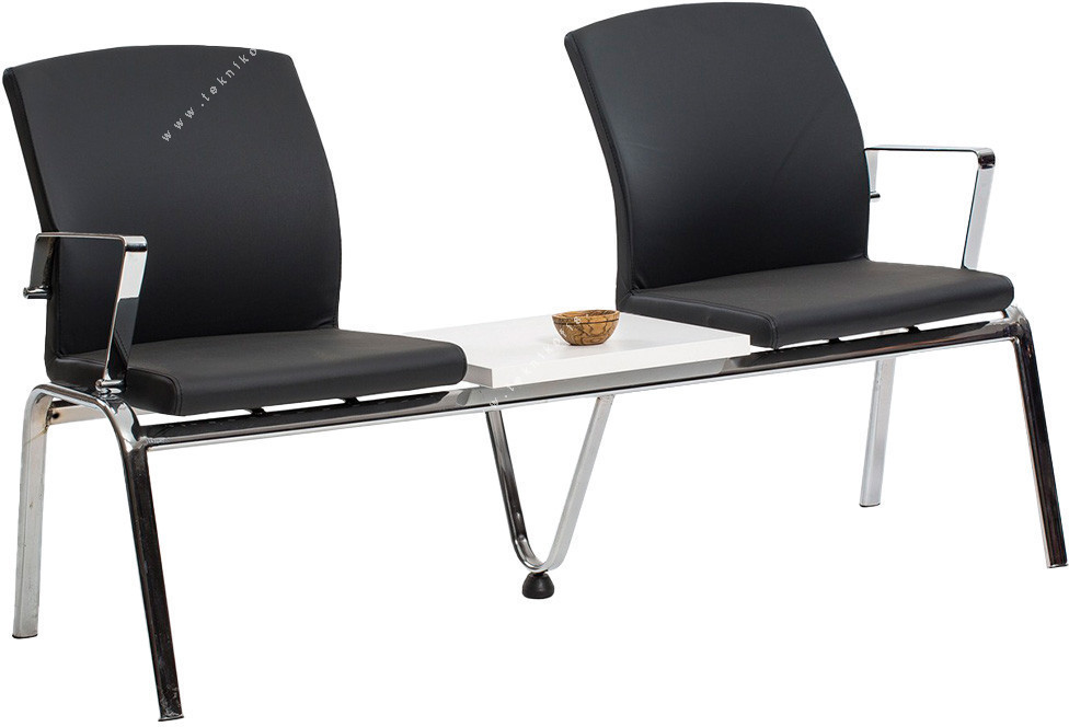 ridace krom kol ayak ikili sehpalı bekleme koltuğu