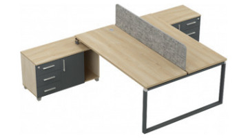 tamarawork etajerli kumaş panel ikili çalışma masası 180cm