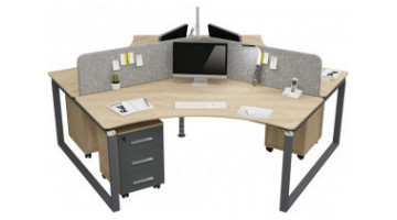 tamarawork metal ayaklı kumaş panel üçlü çalışma masası