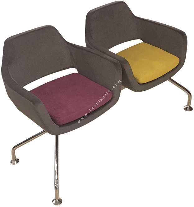 terravio krom ayaklı ikili bekleme koltuğu