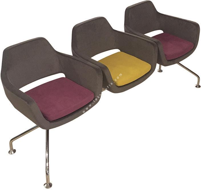 terravio krom ayaklı üçlü bekleme koltuğu