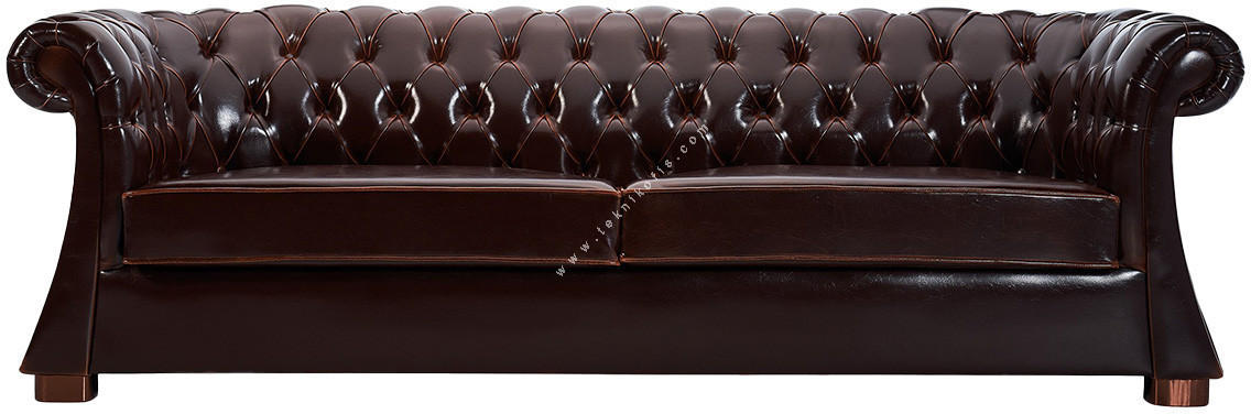 velcan deri döşemeli kapitoneli üçlü kanepe